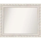 34"x28" Non-Beveled Opera Wood Bathroom Wall Mirror Off-White - Amanti Art: Modern Style, Rectangle, Wall Mounted, Wood Frame