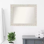 Miroir mural rectangulaire encadré blanc cassé, simple