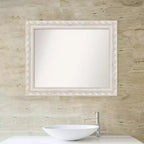 Miroir mural rectangulaire encadré blanc cassé, simple