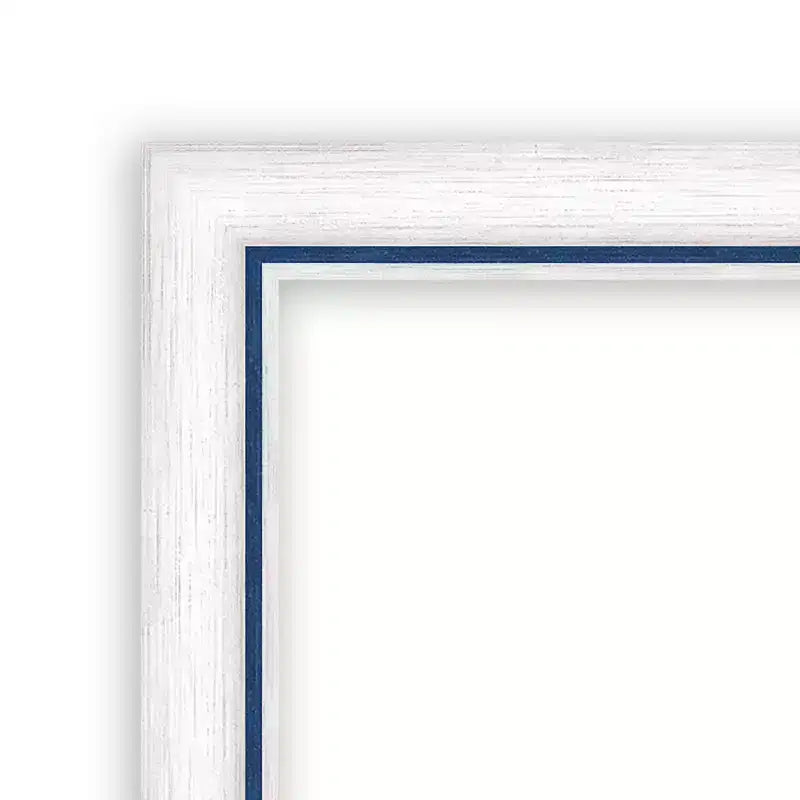 Miroir de porte sur pied encadré de bois blanc et bleu, simple