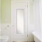 Miroir de porte sur pied encadré de bois blanc et bleu, simple