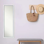 Miroir de porte sur pied encadré de bois blanc et bleu, simple