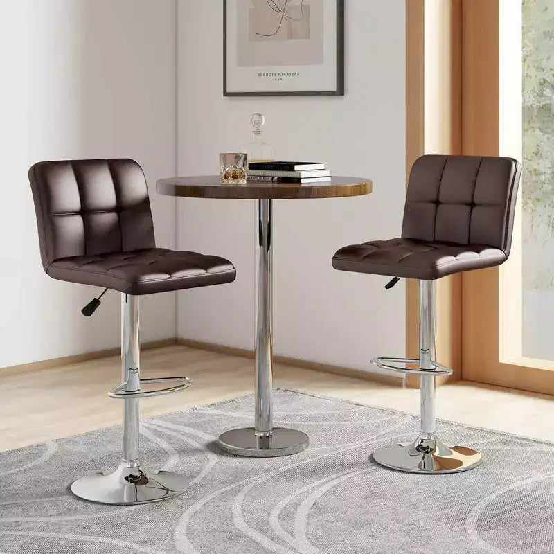 Tabouret de bar pivotant noir/marron/blanc, hauteur réglable, lot de 2