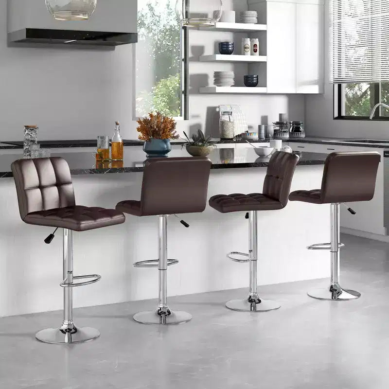 Tabouret de bar pivotant noir/marron/blanc, hauteur réglable, lot de 2