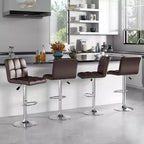 Tabouret de bar pivotant noir/marron/blanc, hauteur réglable, lot de 2
