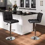 Tabouret de bar pivotant noir/marron/blanc, hauteur réglable, lot de 2