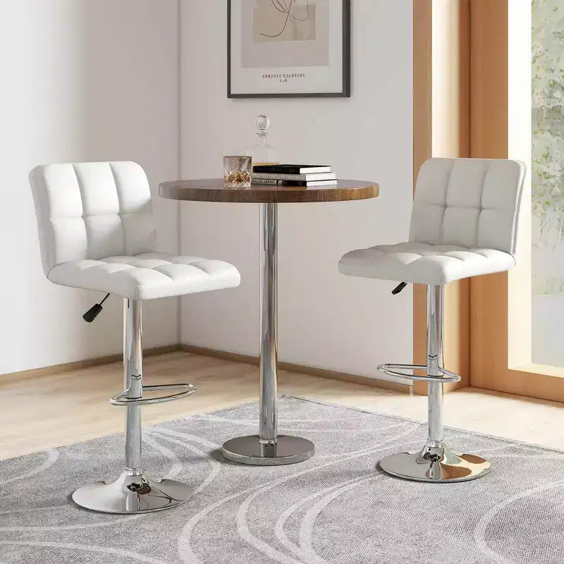 Tabouret de bar pivotant noir/marron/blanc, hauteur réglable, lot de 2