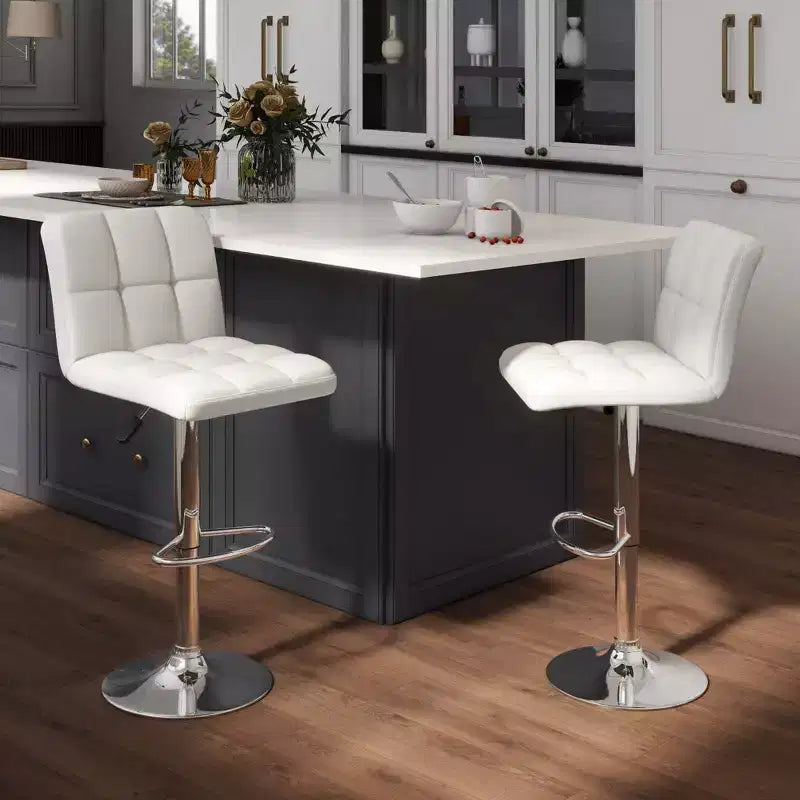 Tabouret de bar pivotant noir/marron/blanc, hauteur réglable, lot de 2