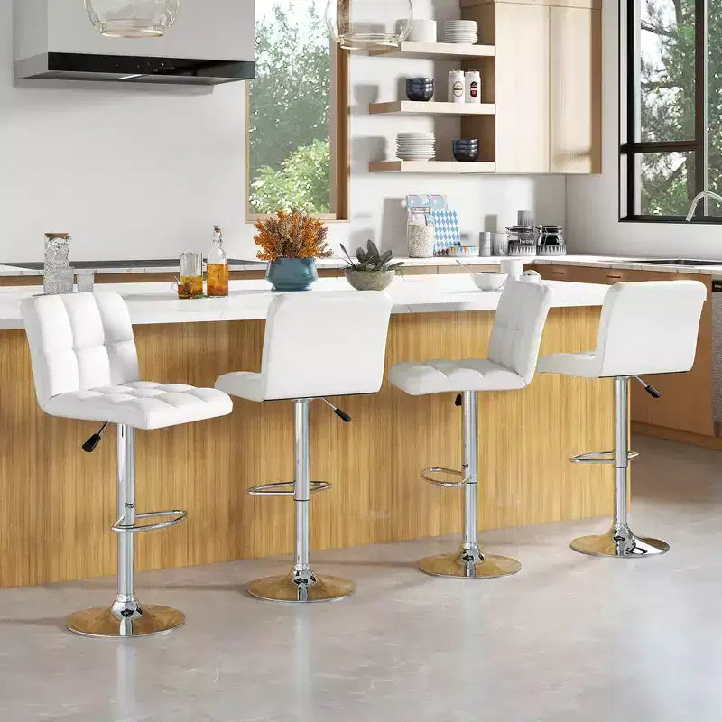 Tabouret de bar pivotant noir/marron/blanc, hauteur réglable, lot de 2