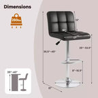 Tabouret de bar pivotant noir/marron/blanc, hauteur réglable, lot de 2