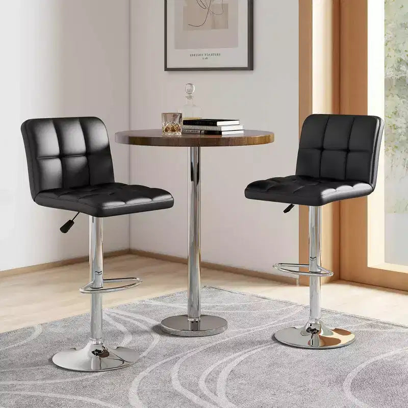 Tabouret de bar pivotant noir/marron/blanc, hauteur réglable, lot de 2