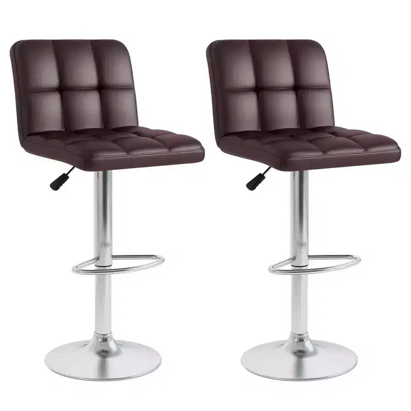 Tabouret de bar pivotant noir/marron/blanc, hauteur réglable, lot de 2