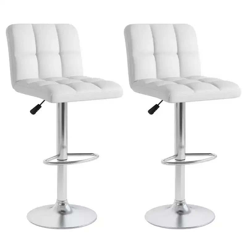 Tabouret de bar pivotant noir/marron/blanc, hauteur réglable, lot de 2