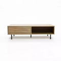 LuxenHome Mid-Century Modern Coffee Table, Wave Design Wood Table with Metal Legs, Drawer & Shelf, Farmhouse Accent Table for Living Room Brown