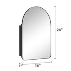 Armoire à pharmacie murale en métal arqué noir/doré avec miroir – 1 personne