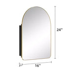 Armoire à pharmacie murale en métal arqué noir/doré avec miroir – 1 personne