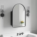 PexFix Arched Metal 36x24 Recessed/Surface Mount Medicine Cabinet with Mirror Black