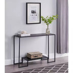 Kings Brand Furniture  Vidal Modern Metal/Wood Console Sofa Table with Storage Shelf, Black/Grey- Perfect for Entryways and Living Rooms