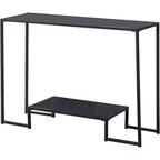 Console noire et grise en métal/bois avec étagère de rangement