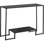 Console noire et grise en métal/bois avec étagère de rangement