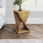 Table d'appoint moderne carrée en bois massif marron, 1 pièce
