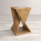 Table d'appoint moderne carrée en bois massif marron, 1 pièce