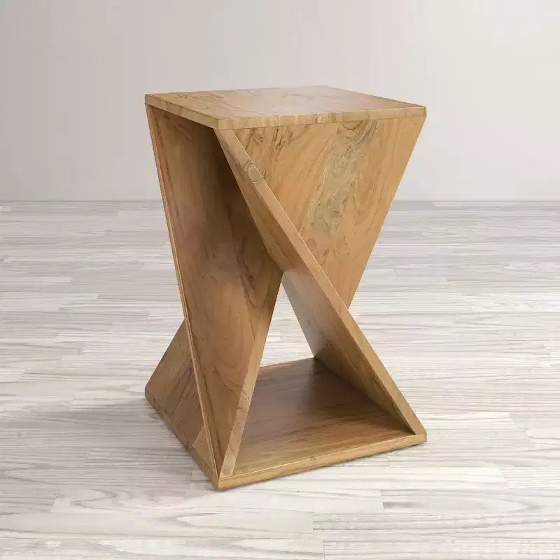 Table d'appoint moderne carrée en bois massif marron, 1 pièce