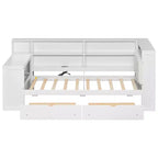 Lit d'angle beige/gris avec rangement, LED et bureau – Lit simple/double, 1 personne