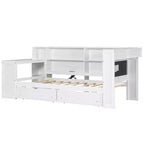 Lit d'angle beige/gris avec rangement, LED et bureau – Lit simple/double, 1 personne