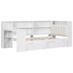 Lit d'angle beige/gris avec rangement, LED et bureau – Lit simple/double, 1 personne