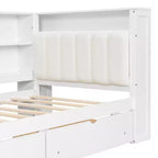 Lit d'angle beige/gris avec rangement, LED et bureau – Lit simple/double, 1 personne