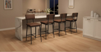COZONY Bar Stools with Backrest Footrest, Counter Height Thick Cushion Thickened Metal Legs for Island Counter Bar Kitchen