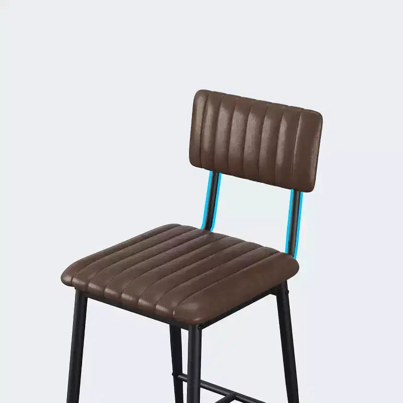 Tabouret de bar en cuir marron avec dossier et repose-pieds – Hauteur comptoir, 2/3/4 places