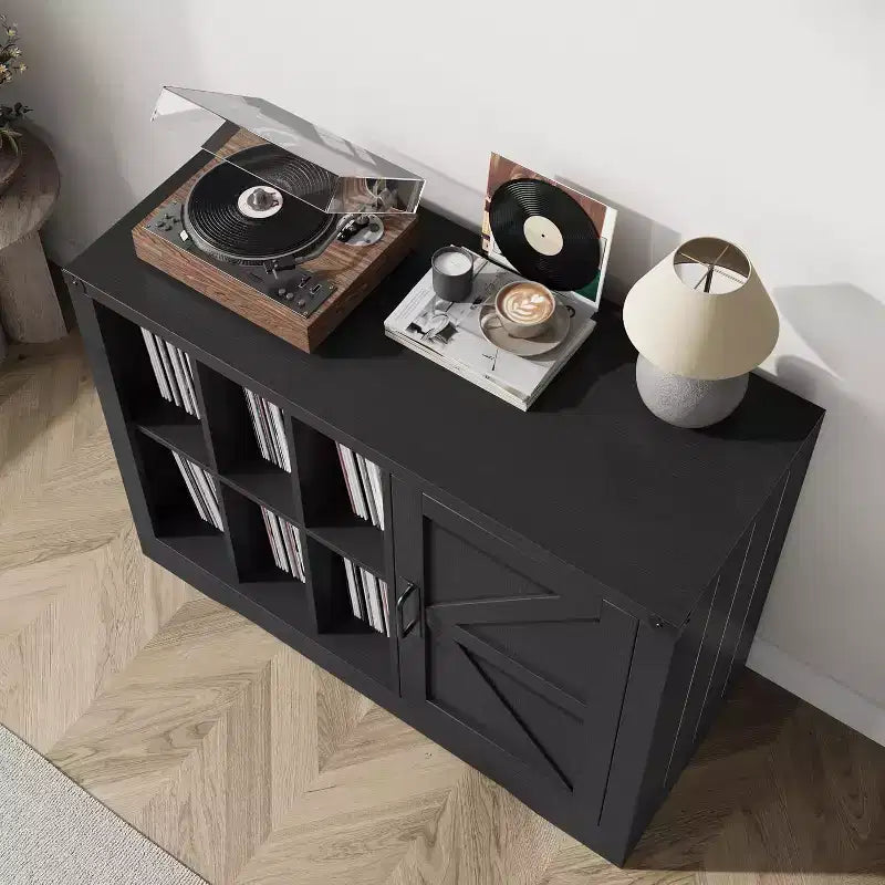 Meuble tourne-disque brun en bois de grange, 1 personne