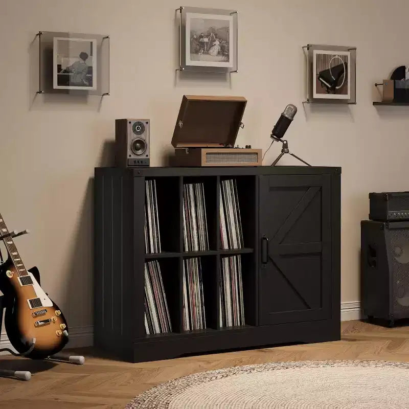 Meuble tourne-disque brun en bois de grange, 1 personne