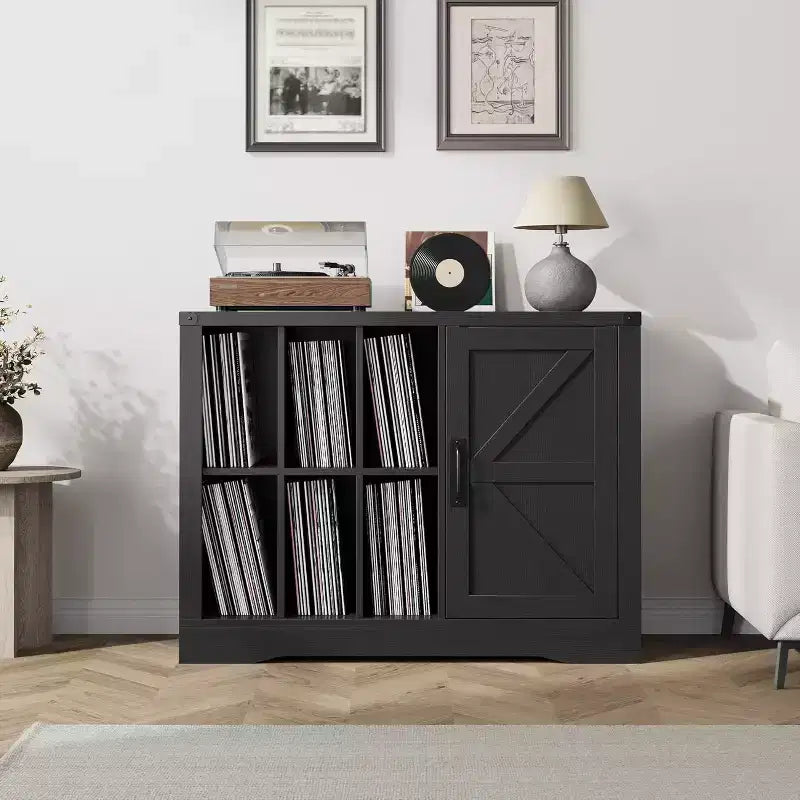 Meuble tourne-disque brun en bois de grange, 1 personne