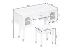 Coiffeuse noire et blanche avec tabouret rembourré, ensemble 2 pièces