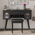 Okak Elegant Makeup Vanity with Padding Stool Set, Vanity Desk with Organizer and Charging Port, Vanity Table for Living Room, Bedroom