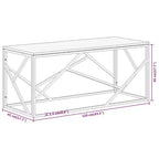 Table basse rectangulaire argentée / argentée et marron clair – Structure en acier inoxydable, 1 pièce