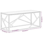 Table basse rectangulaire argentée / argentée et marron clair – Structure en acier inoxydable, 1 pièce