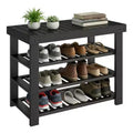 SONGMICS Shoe Rack Bench, 3 Tier Bamboo Shoe Storage Organizer, Entryway Bench, for Living Room, Bathroom, Bedroom
