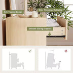 Commode 3 tiroirs cannelée Chêne, commode moderne avec poignées métalliques, pour 1 personne