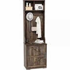 Coat Rack Freestanding - 77,5 Hooks, 2 Open Cubbies & Shoe Cabinet - Space Saving Entryway Furniture for Hallway, Living Room