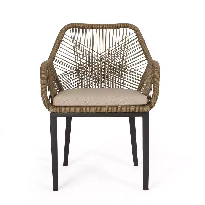 Fauteuil de patio baignoire en osier marron, ensemble de 2