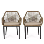 Fauteuil de patio baignoire en osier marron, ensemble de 2