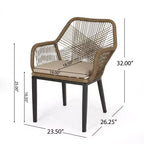 Fauteuil de patio baignoire en osier marron, ensemble de 2