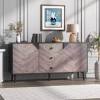 Buffet moderne marron/gris et noir – 2 portes et 3 tiroirs, 140 cm