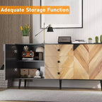 Buffet moderne marron/gris et noir – 2 portes et 3 tiroirs, 140 cm