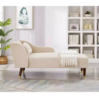 MAYEERTY Velvet Lounge Sofa with Solid Wood Removable Back Pillow Curved Armrests for Living Room Office Beige