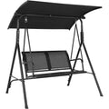 Black 2-Person Outdoor Canopy Swing  Weather-Resistant Steel Frame & Breathable Mesh Seat for Patio & Backyard